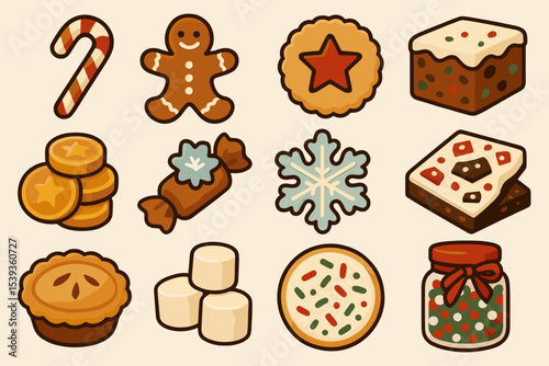 Festive holiday treats: gingerbread, cookies, candy, and more