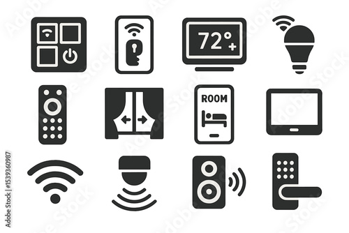 Smart home devices icons showcasing automation and connectivity in modern living spaces