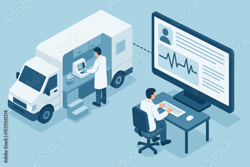 Mobile telemedicine: male doctors using digital technology for health monitoring