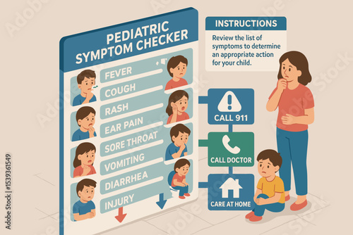 Pediatric symptom checker guide for parents with illustrated instructions