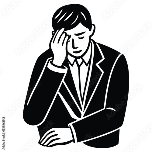 Depression man icon set. Depress, sad, lonely, stress concept. vector
