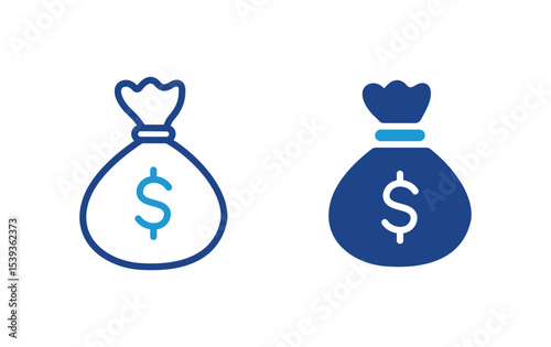 Money bag icon, Dollar sack money icon vector