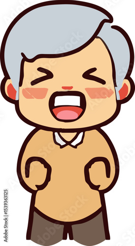 Angry Cartoon Old Man: A cartoon illustration of an angry old man with a wide-open mouth and squinted eyes, expressing extreme frustration or anger.