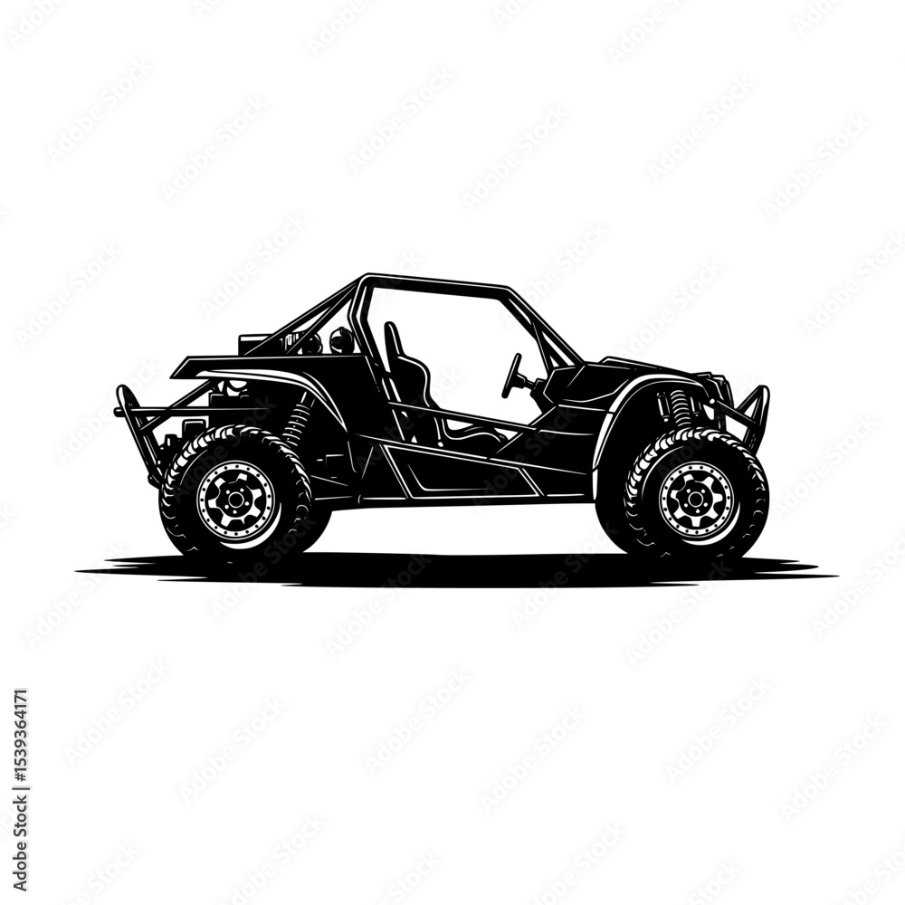 Powerful Black and White Silhouette of an ATV Powerful Black and White Silhouette of an ATV