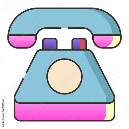 Retro style cartoon rotary phone illustration