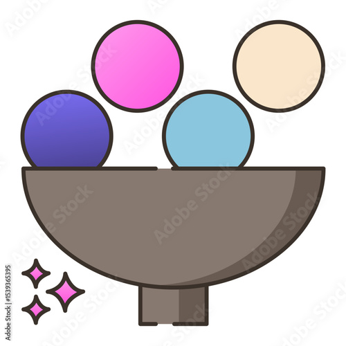 Colorful balls in a bowl simple illustration