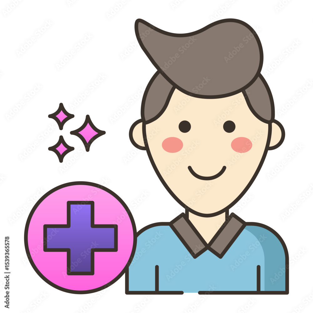 Happy male doctor avatar with medical cross icon Happy male doctor avatar with medical cross icon
