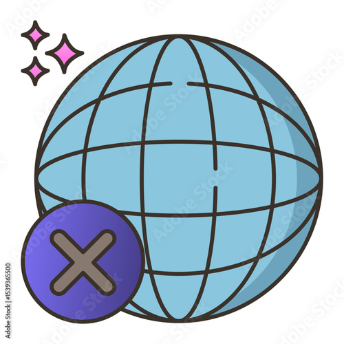 Global network disconnection icon illustration