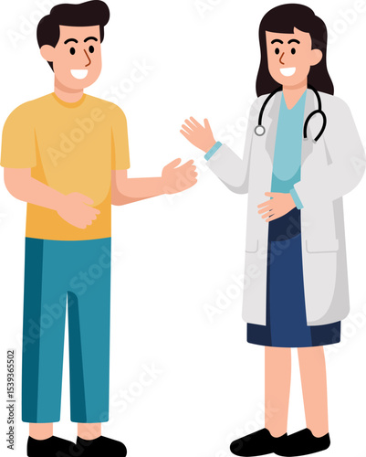 Consultation in health: A doctor and a patient are engaged in a consultation. The doctor, with a stethoscope around her neck, discusses the well-being of the patient