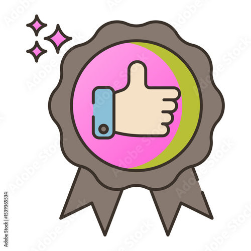 Thumbs up award seal badge icon illustration