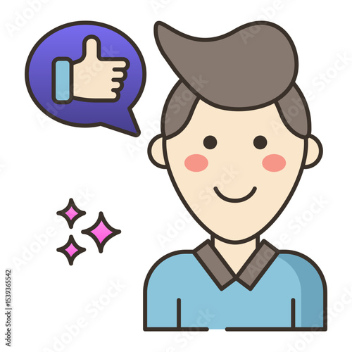 Happy man with thumbs up and sparkle effect
