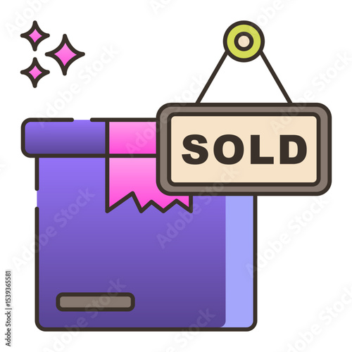 Sold package icon illustration design
