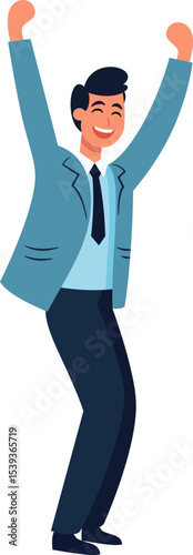 Business Victory: A vector illustration capturing the essence of professional triumph and celebration, personifying the spirit of accomplishment.
