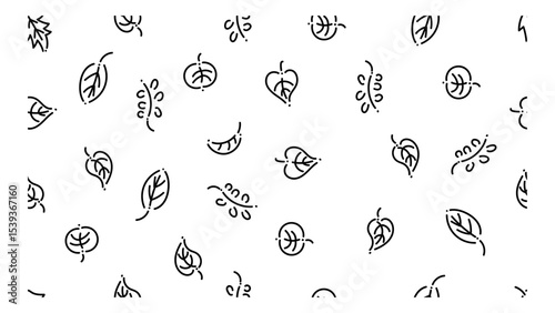 pattern Leaf icon set in doodle style. Vector illustration.