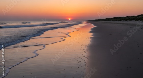 Wallpaper Mural Summer Solstice Sunrise at Peaceful Beach: Golden Light Reflecting on the Water's Edge Torontodigital.ca