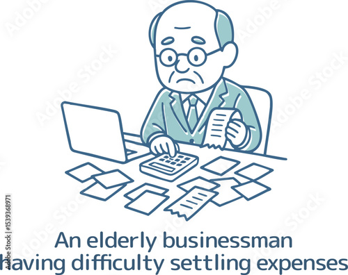 経費の精算に苦労しているビジネスマン
A businessman struggling to settle expenses