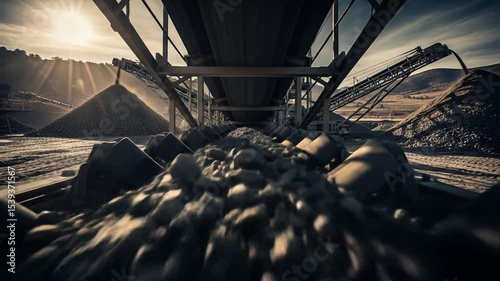 Gravel Mining Operation at Sunset