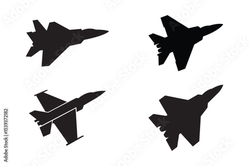  fighter jet icon silhouette vector illustration 
