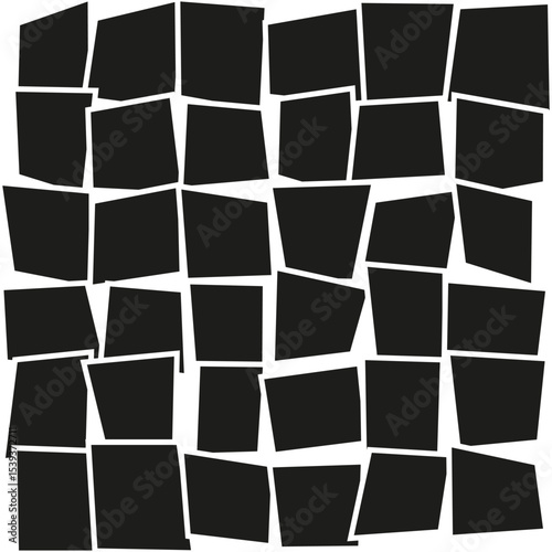 Distorted grid icon. Abstract square figure. White irregular form. Vector block shape.