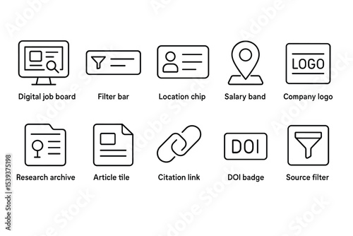 Digital icons for job board and research applications