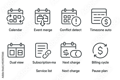 Calendar icons for scheduling events and time management automation