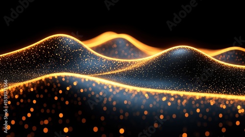 A black and orange background with a series of hills