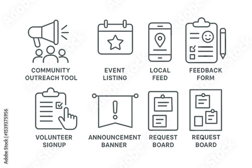 Icons for community outreach and event management tools