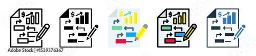 Business Plan icon multiple sytle vector illustration
