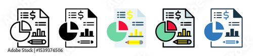 Financial Reporticon multiple sytle vector illustration