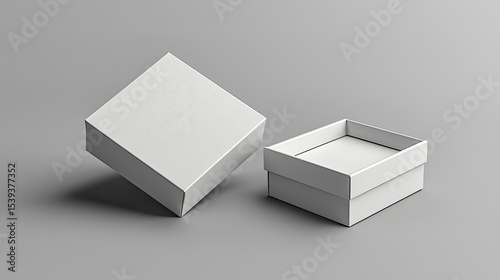Two blank white cardboard boxes on a neutral background.