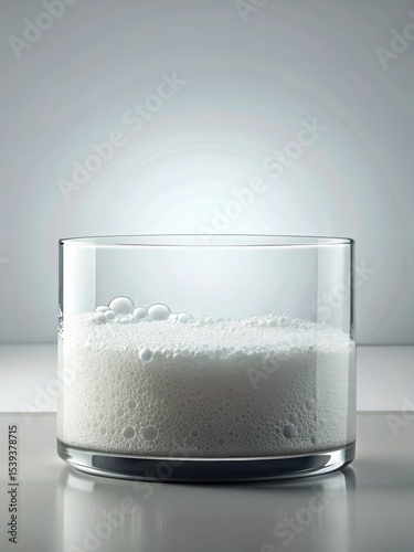 Clean glass surface with a clear wiped stripe of soap foam on window glass