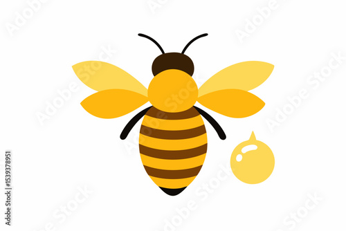 Cute cartoon bee with honey drop illustration