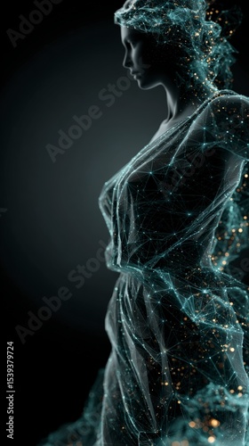 Futuristic Lady Justice  Digital Network Goddess Sculpture