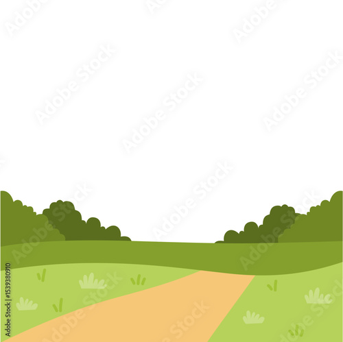 Landscape hills with green grass and land