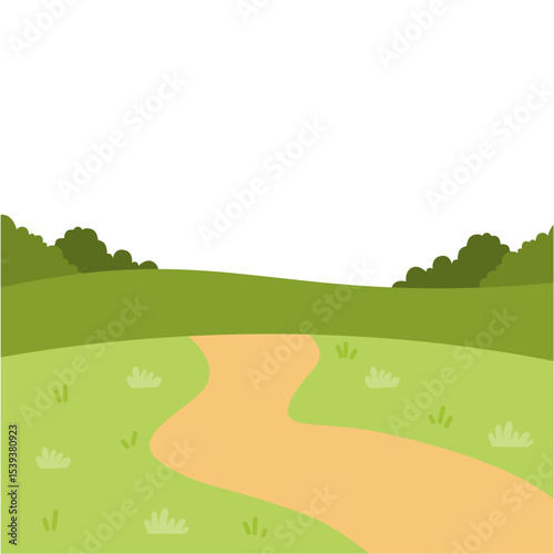 Landscape hills with green grass and land