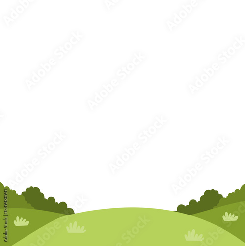 Landscape hills with green grass and land