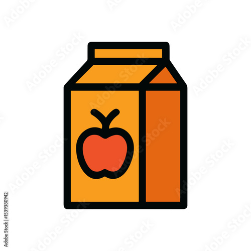 Apple juice box with vibrant colors. Icon Symbol Illustration
