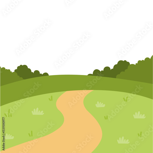 Landscape hills with green grass and land