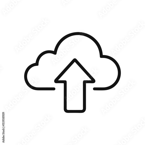 Cloud based upload symbol in black. Icon Symbol Illustration