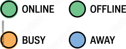 Simple illustration of online offline status with different availability states for user experience