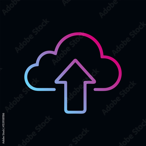 Cloud upload icon in gradient colors. Icon Symbol Illustration