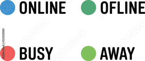 Status indicators displaying online offline busy and away availability illustrating digital connectivity