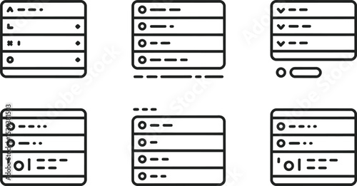 Set of six isolated user interface icons depicting morse code sequences and digital communication concepts