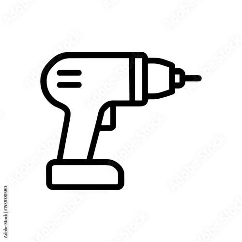 Cordless drill outline ready for work. Icon Symbol Illustration