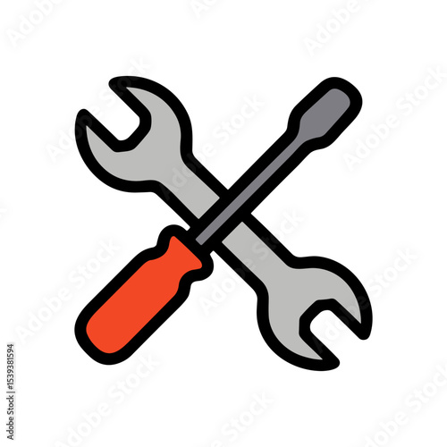 Crossed wrench and screwdriver icon. Icon Symbol Illustration