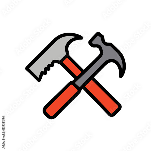 Crossed hammers claw and demo. Icon Symbol Illustration