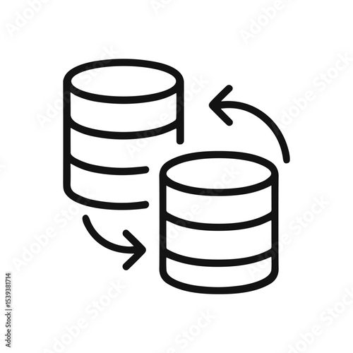 Database replication depicted with arrows. Icon Symbol Illustration