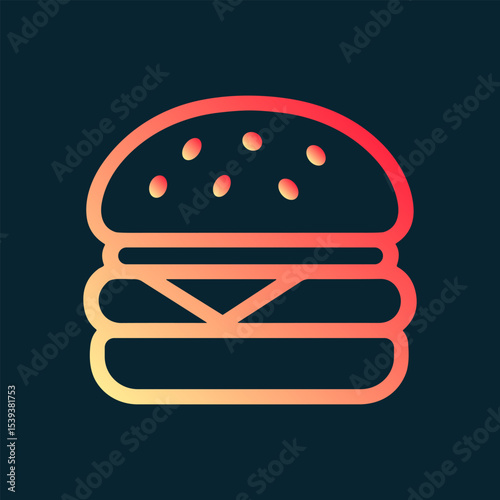 Delicious burger with a warm gradient. Icon Symbol Illustration