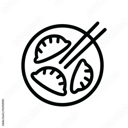 Dim sum delights with chopsticks present. Icon Symbol Illustration