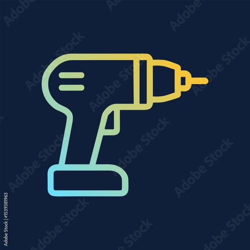 Drills Outline of construction power tool. Icon Symbol Illustration